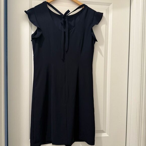 Loft Women’s Navy Blue Flutter Shirt Dress Tie Back Size 6 - Picture 4 of 8